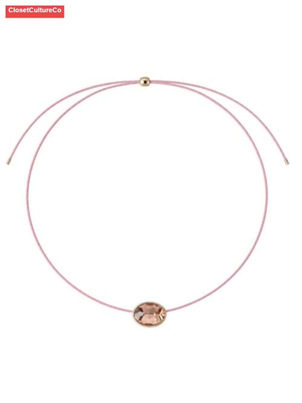 Cubic Zirconia Pendant Beaded Choker Necklace Adjustable Cord Women